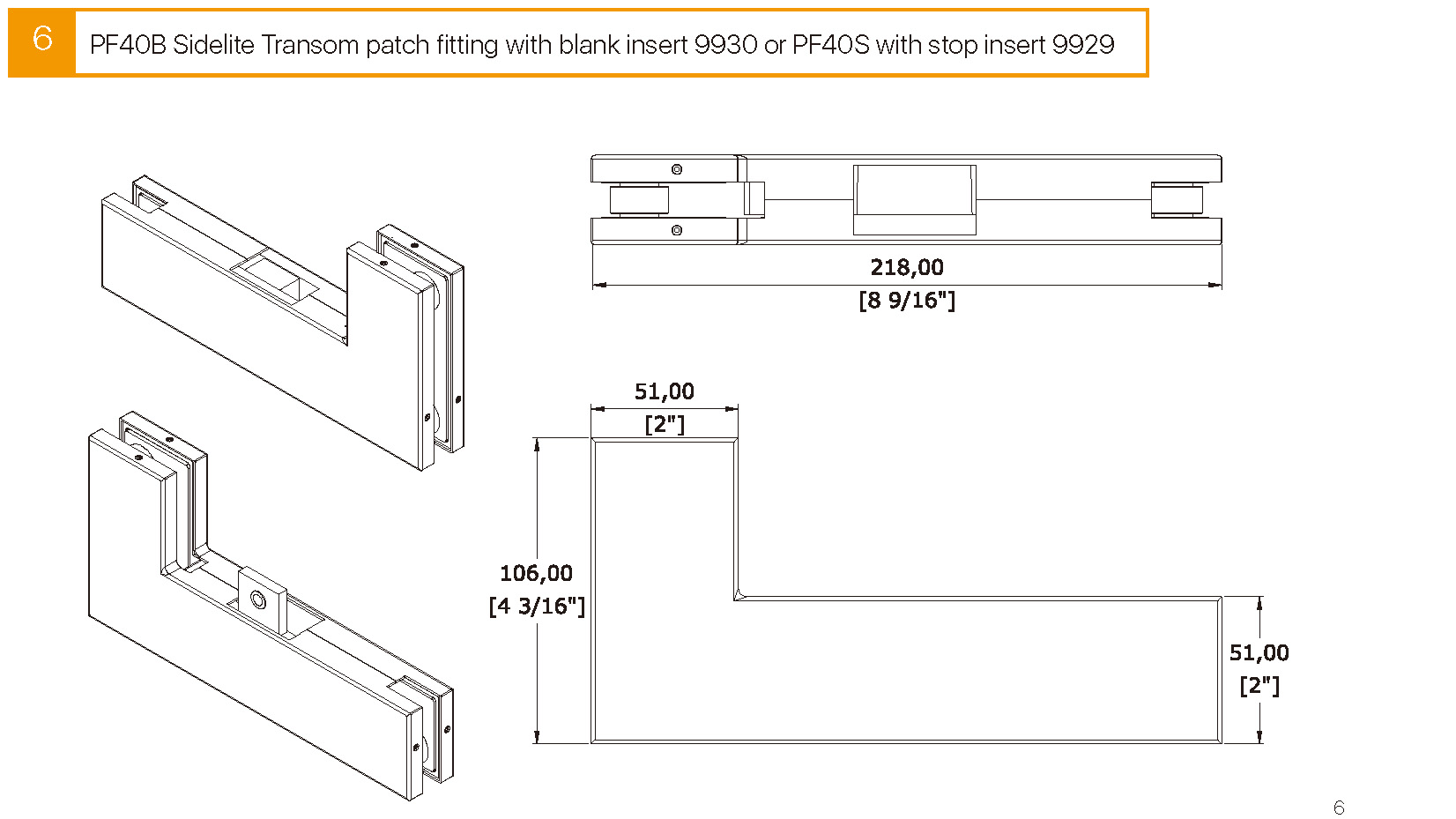Patch Fitting PF40B, PF40S Drawing